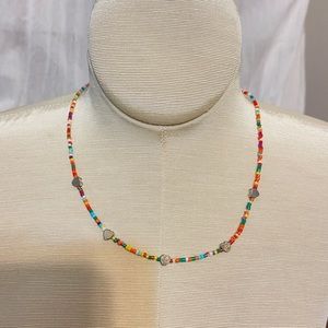Heart & rainbow bead choker